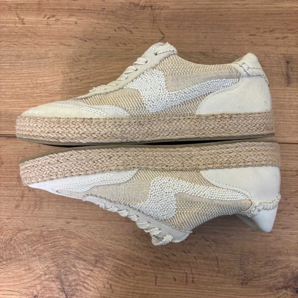 DOLCE VITA Notice Beaded Espadrille Sneakers Natural Burlap Tan Women Size 9